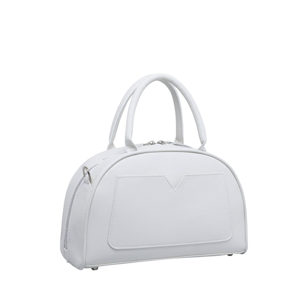 Small crossbody bag made of white nappa leather